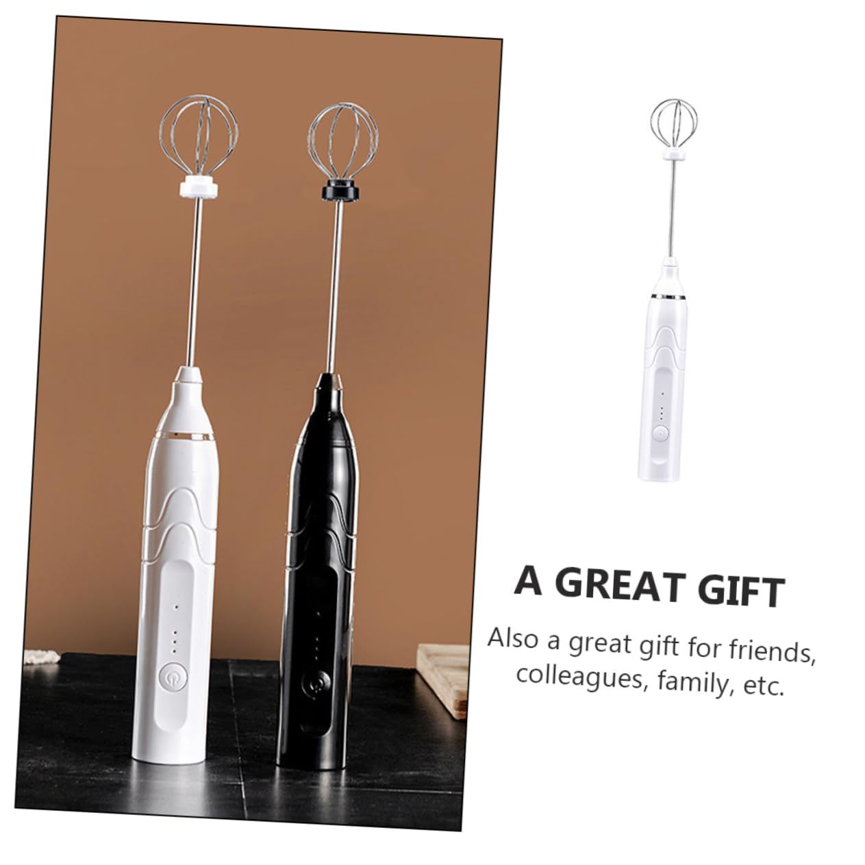 KICHOUSE Egg Whisk Handheld Electric Egg Beater Milk Frother Charging Minitype Practical Stirrer Random Color