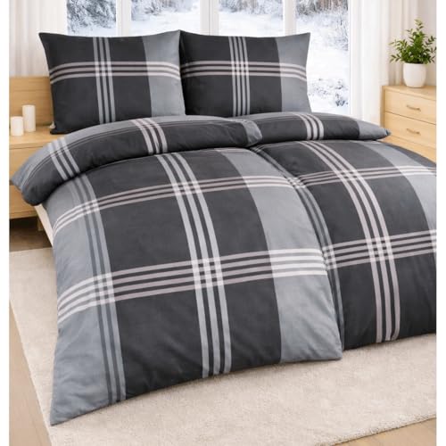 4 piezas Invierno Ropa de cama de franela algodón 135 x 200 + 80 x 80 invierno ropa de cama almohada + Gratis DREAMHOME24 MF Gamuza Limpiadora, Diseño 7, 135 x 200 cm