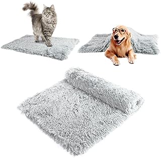 Kaket Plush Dog Blanket Washable, Ultra Soft Fluffy Dog Blanket for Small Dogs, Plush Pet Blanket for Dogs, Cats (Light Grey, 80 x 53 cm)