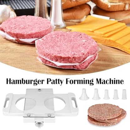 Burgerpresse, Hamburgerpresse, Hamburger-Pressform-Hersteller, Kunststoff-Burger-Maschine, Automatischer Hamburger Patty Maker mit 5 Adapterrohren Manuelle Burger Maker für Wurstfüller,Fleischwolf – Bild 5