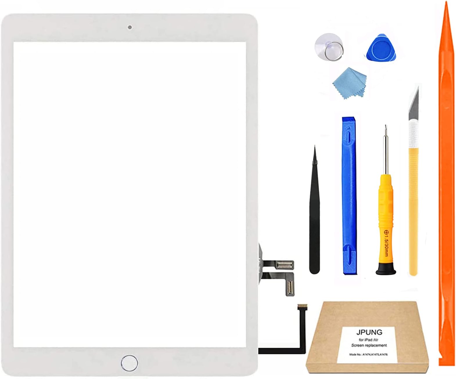 Touch Screen Digitizer Replacement for iPad 5 5th Generation 2017 9.7 Inch Only for 5th Generation A1822 A1823 with Home Button Full Repair Kit Device Holder