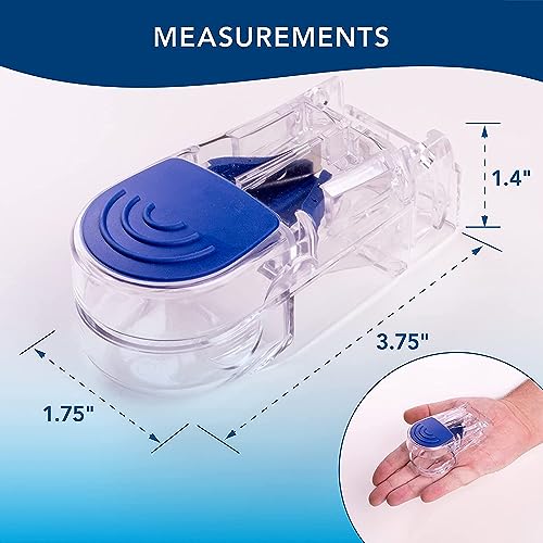 Image of Apex Ultra Pill Cutter - Pill Splitter with Retracting Blade Guard - for Cutting Small Pills or Large Pills in Half, Blue /Green and Clear, 1 Count, Assorted Colors (Pack of 2)