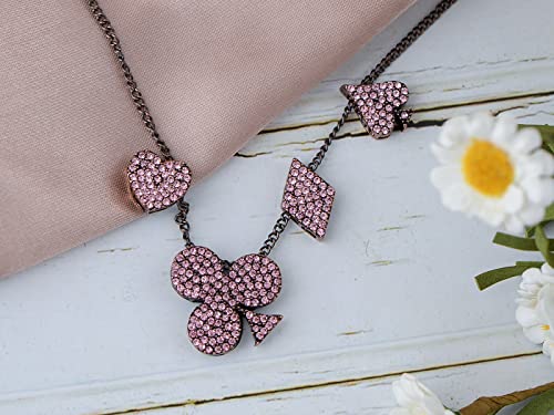 Alilang Vegas 4 Suits Gamblers Luck Lucky Casino Crystal Rhinestones Moveable Pendant Necklace3