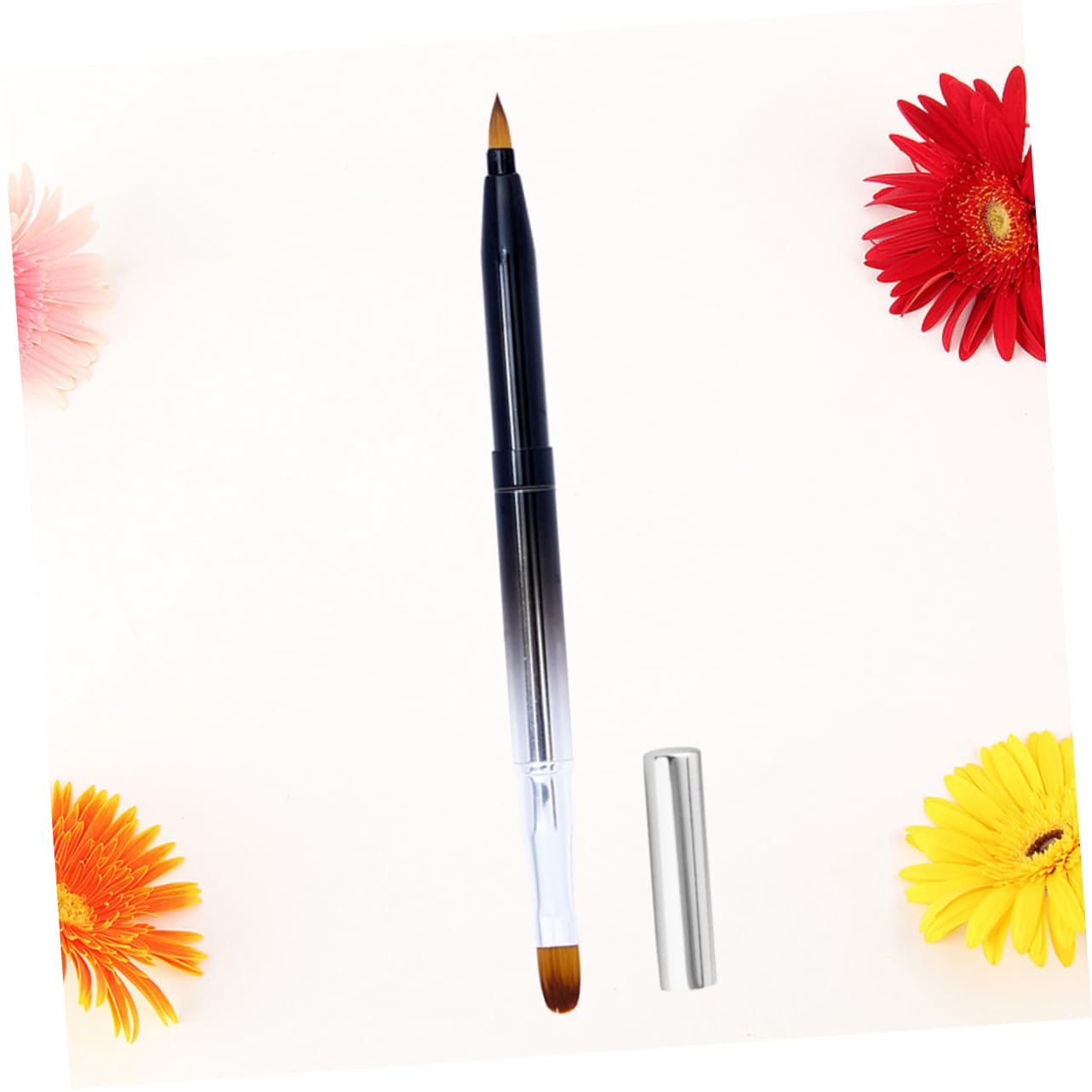 Baluue Metal Lip Brush Retractable Rod Double-ended Lipstick Applicator for Women Soft Lip Brush