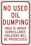No Used Oil Dumping Sign Safety Signs Chemical & Waste Metal Tin – 8 x 12 Inch for Home or Work