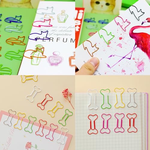 BDSHUNBF 100 Stück Büroklammern,Paper Clips, Büroklammern Motiv Cartoon Bunte Tier Design Büroklammern,Colourful Animal Design Paper Clips,Bunt Aktenklammern Set,Büroklammern Bunt Cartoon Bookmarks