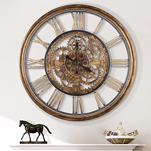 1St Owned Retro Large Wall Clock, Industrial Oversized Plastic Roman Numeral Clock For Living Room Bedroom Kitchen Cafe Office Decor, Almost Silent #TOP17