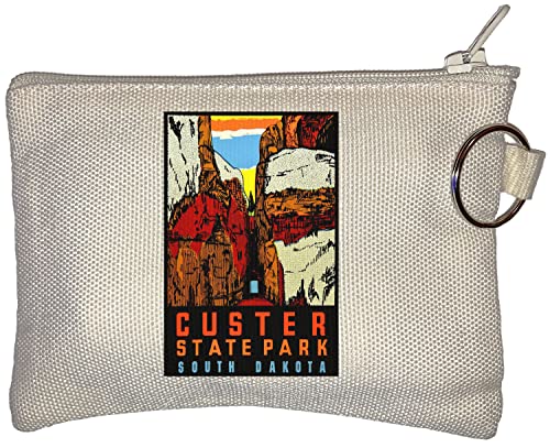 Custer State Park South Dakota Vintage Retro Travel Poster Petit Porte-Monnaie Portefeuille Beige One Size