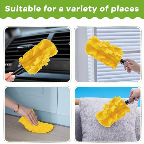 Image of Zubebe 6 Pcs Reusable Duster Refills Fleece,Yellow | Soft Polyester Fiber Flat Duster Refill Multi Surface Washable Cleaning Pad Tools for Home, Blinds, Car, Pet, Furniture, Fans