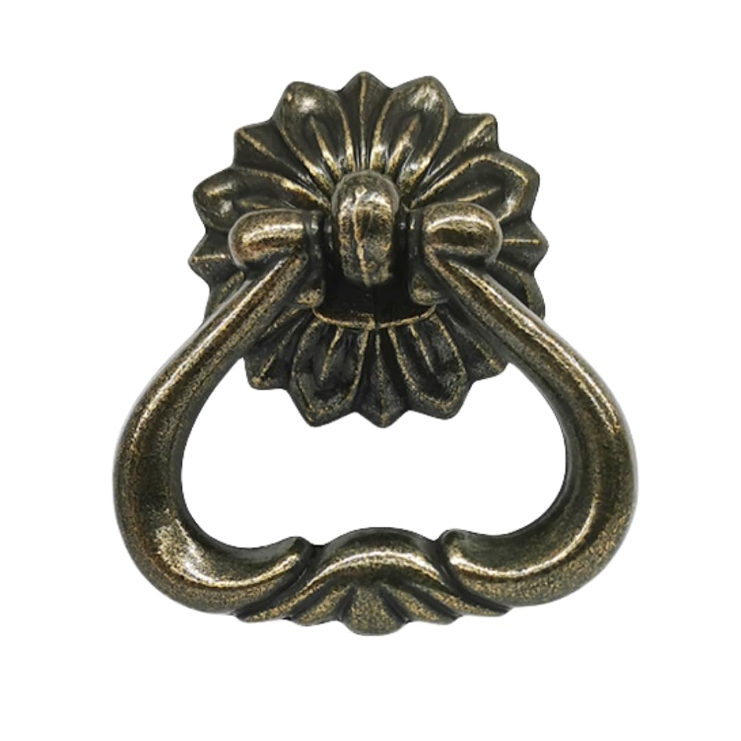 WenRan Antique Brozne Antique Petal European Style Hanging Pulls Zinc Alloy Handle TV Cabinet Drawer Cabinet Door Handle Clothes Shoes Wine Cabinet