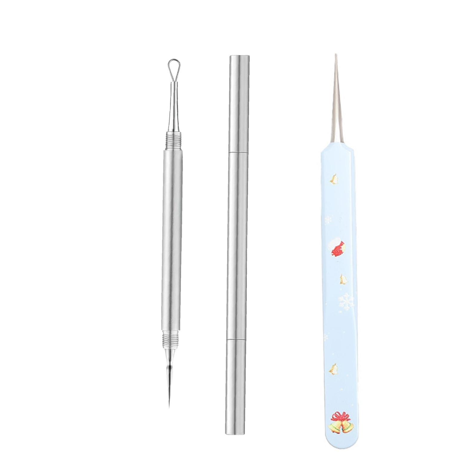 Estrattore di Punti Neri, Metallo 2 in 1 Ago per la Pulizia Dell'Acne, Schiaccia Punti Neri Strumenti, Rimozione di Punti Neri per Naso e Viso