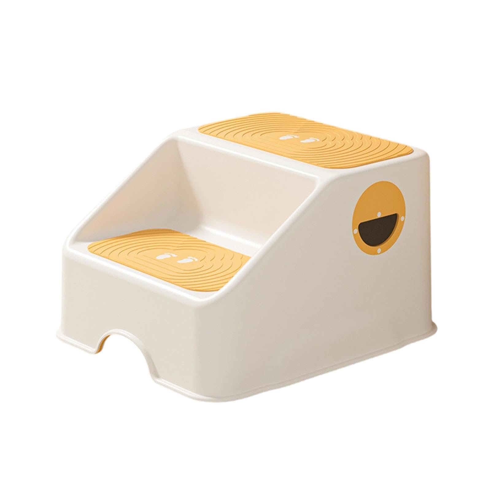 Sgabello Antiscivolo per Bambini a Doppio Gradino, Panca Da Bagno per Bambini, Sgabello per WC, Panca per Bambini, Superficie Antiscivolo E Resistente, Giallo, Taglia unica bambino
