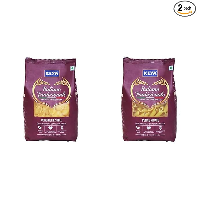 Gourmet Conchiglie Shell Durum Wheat Pasta 500 Grams x 1 & Keya 100% Durum Wheat Penne Rigate Pasta, 500g | Master of Seasonings