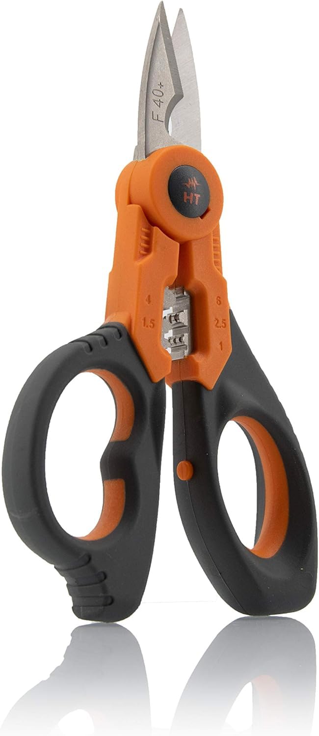 H&T Tijeras Profesionales de Electricista F40 – Crimpadora 1–6 mm – Cortacables hasta 70 mm – Acero Reforzado - Acero Inoxidable Reforzado - RASMACOR