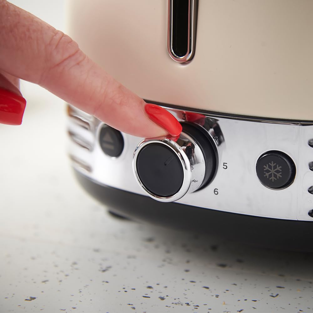 Russell Hobbs Toaster [für 2 Scheiben] Hanley Crème-Weiß (6 Bräunungsstufen, extra breite Toastschlitze, Auftauen/Aufwärmen/Stoppfunktion, Brötchenaufsatz, Krümmelschublade, Lift & Look) 28650-56