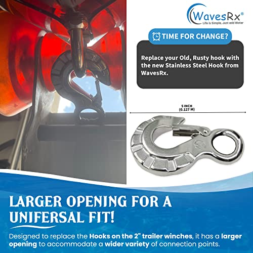 WavesRx Stainless Steel Winch Hook Replacement For Boat