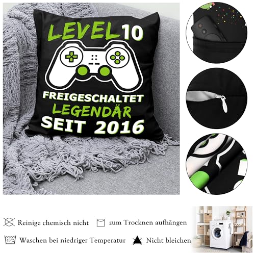 Shoppawhile Geschenk Junge 10 Jahre Geburtstag Gamer Geschenkideen Kissenbezug 45 * 45cm Geburtstagsgeschenk Junge 10 Jahre Doppelseitige Zierkissenbezüge mit 3 Taschen