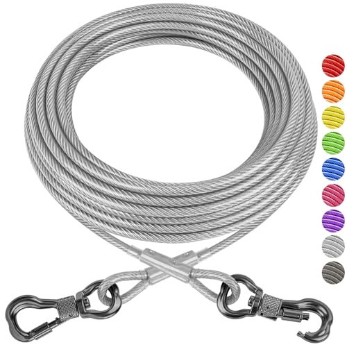 XiaZ Dog Runner Tie Out Kabel Hundeleine Run Trolley Trainingsleine, Stahldraht Pet Runner für große Hunde bis zu 250 Pfund 70ft