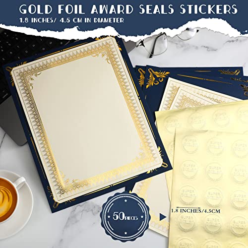 Fainne 50 Sets Certificate Kit Includes 50 Pcs 9.5 X 12 Inch Certificate Holders 50 Pcs Letter Size Certificate Papers 50 Pcs Gold Foil Award Seals Diploma Covers For Appreciation thumb #3