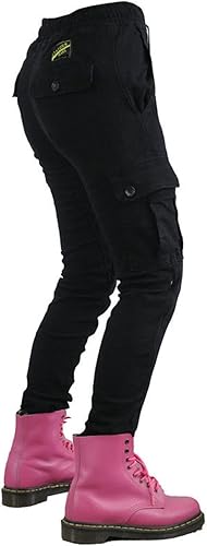 Miniatura 4 de Pantalones de motocicleta para mujer, leggings con relleno extraíble, detalles de bolsillo grande para aventura (color negro, talla XXS)