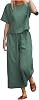 PETYCZEN Two Piece Outfits for Women Summer Cotton Linen Sets Casual Short Sleeve Tops with Wide Leg Long Pants Tracksuit Sweatsuits Pajama DrawstringA-Mint Green,XX-Large, linen tops for women