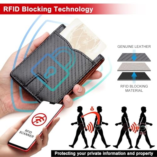 defway Slim Card Wallet for Men - Slim Wallet for Men, RFID Blocking Card Organizer, Adjustable Money Clip,Thin Mens Gift for Birthday(Black)4