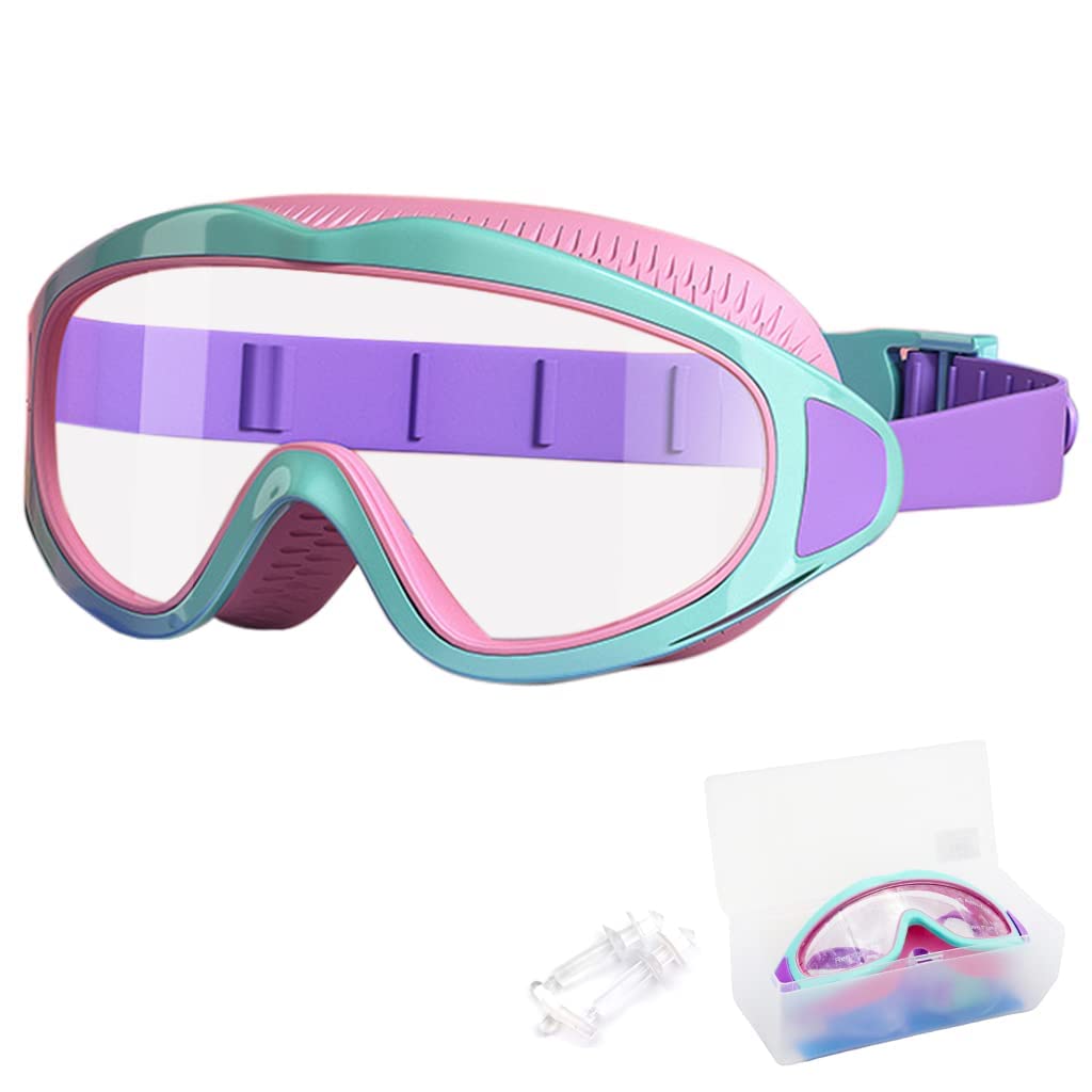 Swim Goggles for 3-15 years Kids, UV Protection & Anti-Fog Pool Water Swimming Goggles For Boys Girls Youth Toddler, Big Frame Leakproof Swimming Goggles (1 pcs) (Pink)-image-4