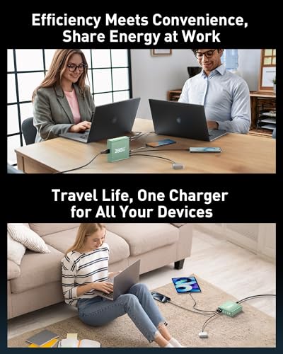 280W USB C Charger Block, 8-Port USB C Charging Station GaN III PD 65W Laptop Charger Adapter Compatible with MacBookPro/Air,DELL,iPad,Portable Charging Station for iPhone,Samsung Galaxy(Green)