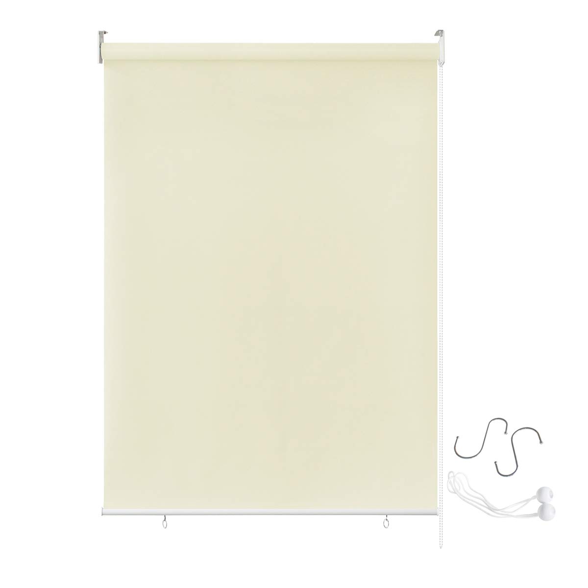 YUENFONG Roleta zewnętrzna, ochrona przed słońcem, markiza pionowa, roleta na balkon, zewnętrzna, ochrona przed promieniowaniem UV (180 x 240 cm, beżowa)