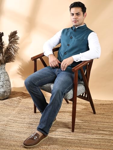 Image of Ethluxis Men's Designer Solid Nehru Jacket /Waist Coat /Bandhgala