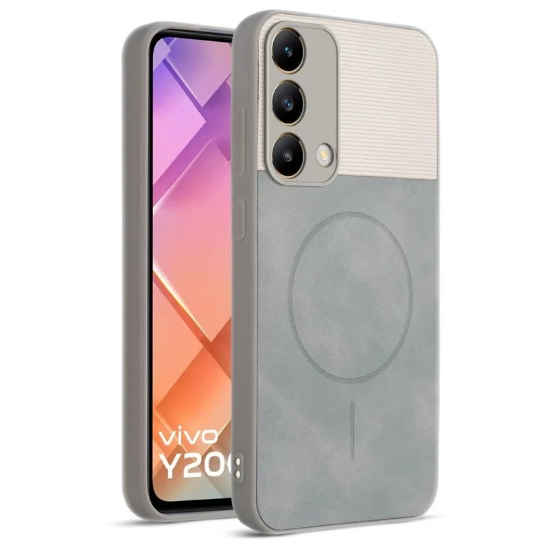 Image of Bintage Mac Safe Design Hard Slim Back Case | Soft Border Camera Protect | Dual PU Leather Finish Back Cover Compatible for Oppo F19s / Oppo F19 4G - White & Grey