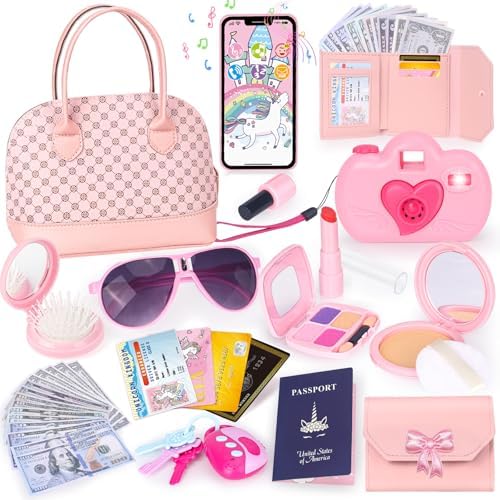 Toddler Play Purse for Little Girls, 35PCS Kids Purse with Preten...