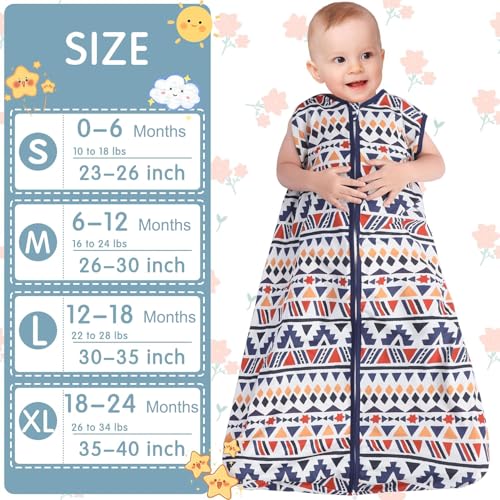 Image of BSTOPPT 3 Pack Baby Sleep Sack 100% Rayon Cotton Baby Sleeping Bag 2-Way Zipper Toddler Wearable Blankets TOG 0.3. (Soccer&Triangles&Blue, 12-18 Months)