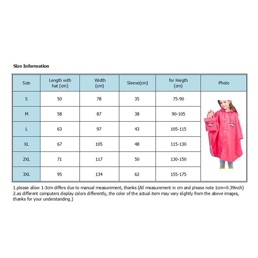 Wetry Poncho Pluie Enfant Cape de Pluie Manteau Imperméable Fille Garçon Veste Anti Pluie Léger Respirant et Réutilisable pour 75-170cm