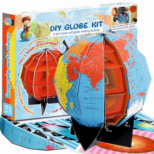 Image of Magicwand STEM & STEAM Educational,Decorative Spinning Political Educational Laminated DIY World Globe with Earth Cores【MADE IN INDIA】