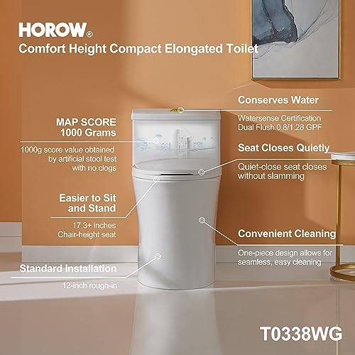 Horow T0338WG One Piece Toilet With Gold Button thumb #2