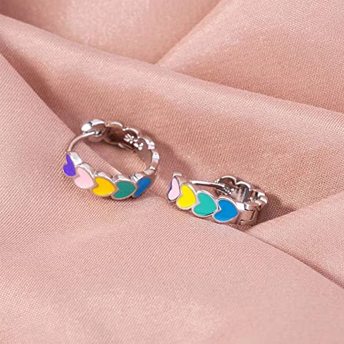 Colorful Heart Earrings S925 Sterling Silver Love Huggie-hoops Earrings4