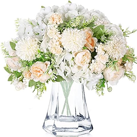 3 Racimos de Flores de Peonía Artificiales Crisantemo de Plástico Cover