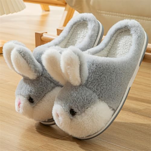 YILANLAN Women's Cute Bunny Animals Slippers Interesting Comfortable Furry Slippers Soft Plush Winter season Keep warm Home Slippers2