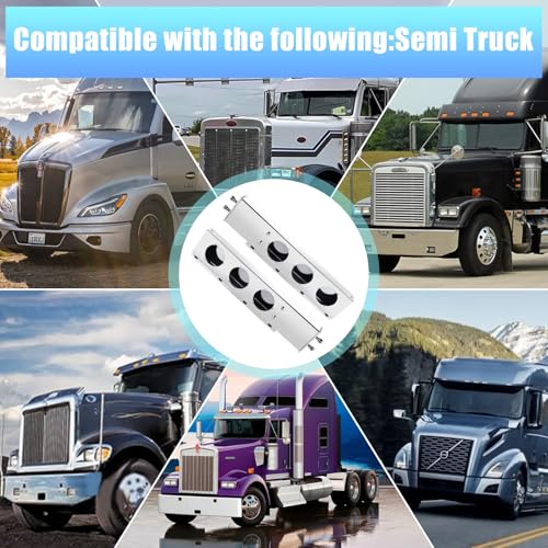 Image of Stainless Steel Mud Flap Hanger Set, 2.5 inch Bolt Spring, 2-1 /2 inch Bolt Spacing 30 inch Length Rear Bar with Circle Light Cutouts for Semi Trucks