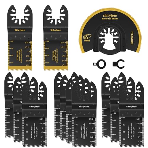 Multitool Sägeblätter 13 tlg, Oszillierwerkzeug Zubehör, Enthalten 3 tlg Titan Sägeblatt, Holz Kunststoff Metall Multifunktionswerkzeug Zubehör für Bosch,Fein,Makita,Milwaukee, Einhel, Dremel