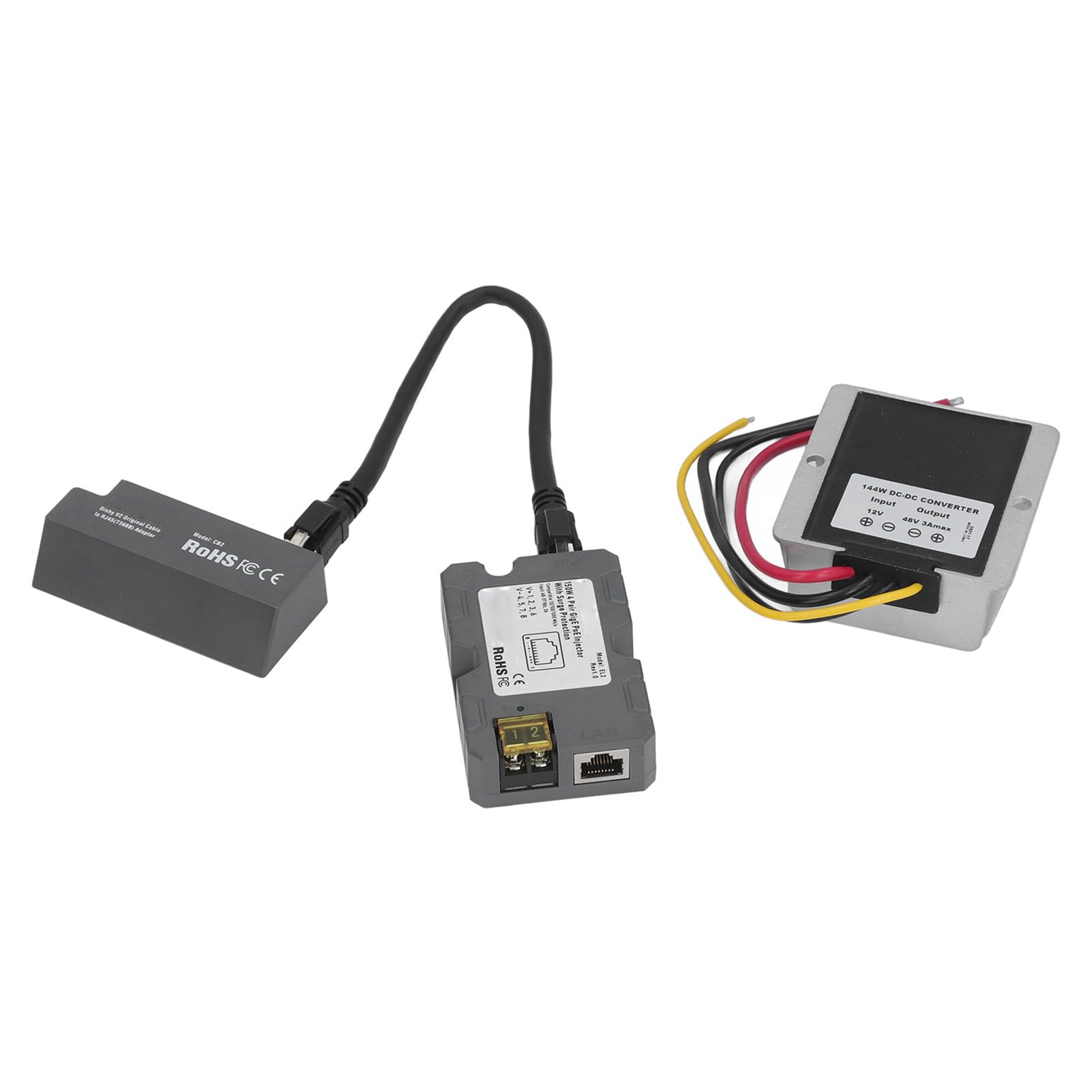 Haofy Kit de Adaptador de Cable Ethernet con Fuente de Alimentación de 150 W para Conexión de Datos Satelitales, Rendimiento Estable para Kit de Internet V2, Gigabit Ethernet, Cable Cat8