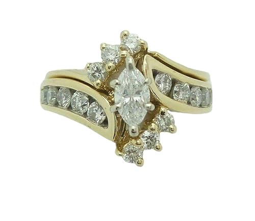 2 CT Marquise Cut Simulated Diamond Engagement Bridal Wedding Ring 14K Gold Over Handmade Wedding Anniversary Band Ring 925 Sterling Silver Stacking