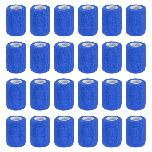 Bande élastique autoadhérente PATIKIL : bandage de sport respirant et extensible bleu 24 Pcs