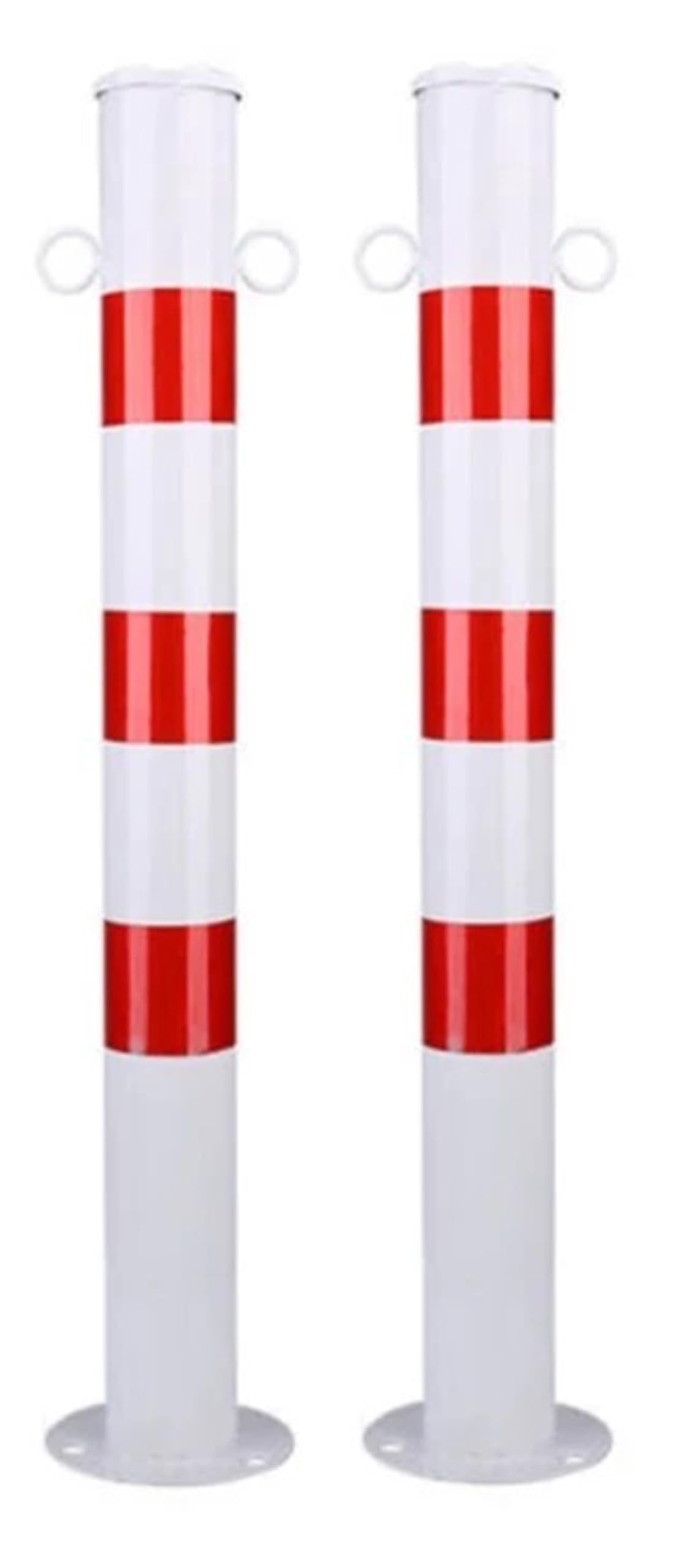 Pali di intercettazione in metallo, rosso-bianco, diametro 76 mm, altezza 750 mm, 2 occhielli in acciaio, robusto, con viti di fissaggio (2 pezzi)