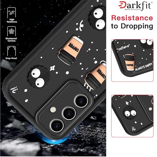 Image of Back Case Cover Compatible with Samsung Galaxy S24 FE 5G | Cute Fun Cartoon Ball 3D Coffee Silicone Case | Body Protection | Camera Protection | Shock Proof | Color Black | Pack of 1 |