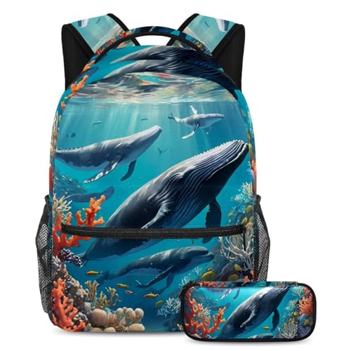Sac à dos baleine mignonne pour accompagner les étudiants de l'école aux loisirs