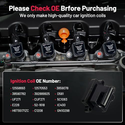 Image of BDFHYK Pack of 8 Ignition Coils Compatible with Escalade Avalanche Silverado Suburban Tahoe Topkick Savanna Sierra Yukon 1999-2009 4.8L 5.3L 6.0L 8.1L H6T55171ZC 3859078 C1208 UF-271