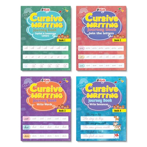 Image of Cursive Writing Journey Books For Kids (Set of 4 Books) | Improve Small & Capital A to Z, Joining Letters, Words, & Sentences | Easy Beginner to Confident Level Fluent Handwriting Practice Books