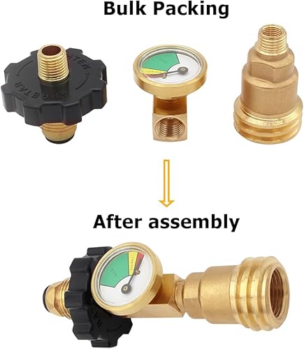 Miniatura 3 de Hooshing Adaptador de tanque de propano con calibre que convierte la válvula de servicio de tanque POL LP a QCC1Tipo 1 con llave antigua a nueva